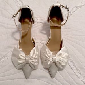 White Satin Bow Heels (Bridal)